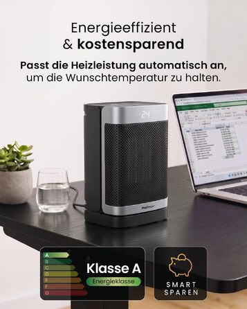 Керамічний тепловентилятор-товпіль Pro Breeze ThermaCube Plus 2200W з термостатом, дистанційним керуванням та Eco-режимом, обертання 65°, захист від перекидання