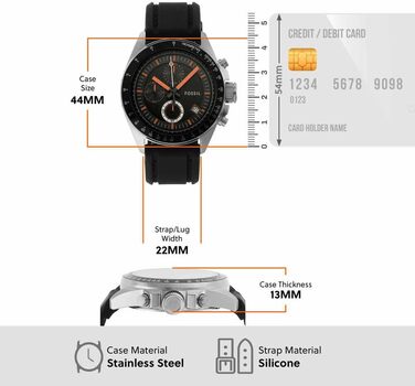 Годинник Fossil Decker для чоловіків, кварцовий хронограф з шкіряним ремінцем (чорний та сірий)