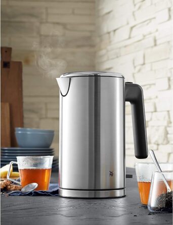 WMF Lono Double-Walled Stainless Steel 1.3L Electric Kettle with Scale Filter, 2400 Watts, Safety Touch, Matte Stainless Steel Single