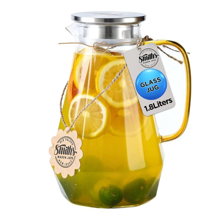 Скляний диспенсер для напоїв Smiths Mason Jars з нержавіючою сталею – 5 л (тільки глечик)