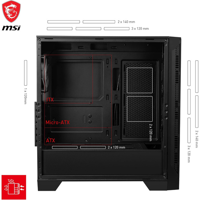 Корпус ПК MSI MAG Forge 320R Airflow Mid-Tower: ATX, підтримка RTX 40, ARGB-вентилятор, магнітні фільтри, загартоване скло, USB 3.2 Gen 1
