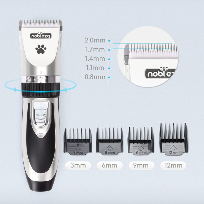 Електрична машинка для стрижки собак та котів - професійна бездротова модель, срібна