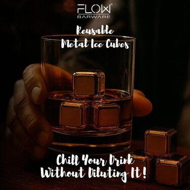 Камені для охолодження напоїв Flow Barware (Золоті): 10 шт. з нержавіючої сталі для віскі, вина та джину