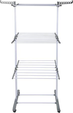 Сушарка для білизни H&F Turmwäscheständer 4-ярусна на колесах з гальмами, 170 см, до 40 кг
