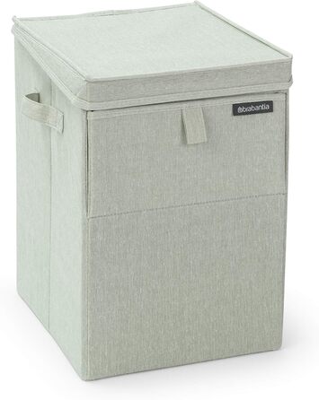 Brabantia - Stackable Laundry Box - Laundry Basket - Easy to fill and empty - Large volume - Quickly folds flat - Lightweight and sturdy handles - Green - 35 L - 37.0 x 44.5 x 32.0 cm