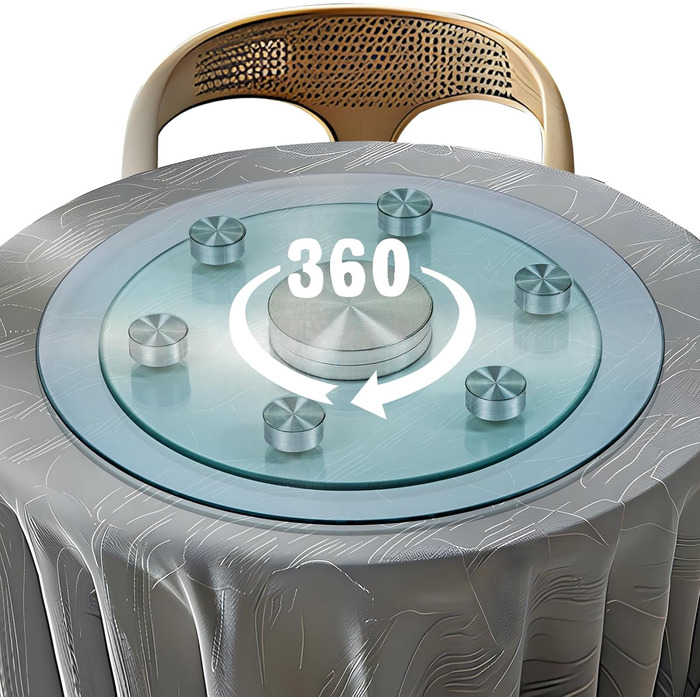 Roninkier Turntable for Tabletop, 50cm Large Round Clear Dining Table Rotating Tray Serving Platter with 6 Swivel Wheels, Heavy Duty Tempered Glass Centerpiece Lazy Susan