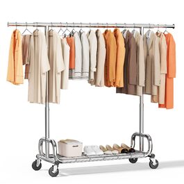 Вішалка для одягу HOKEEPER на колесах, вантажопідйомність 204 кг, висувна штанга для одягу S005