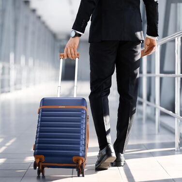 Набір валіз UKEIN 3 шт. з жорстким корпусом, міцний ручний багаж з 4 колесами, TSA-замок, рюкзак та косметичка (Marineblau)