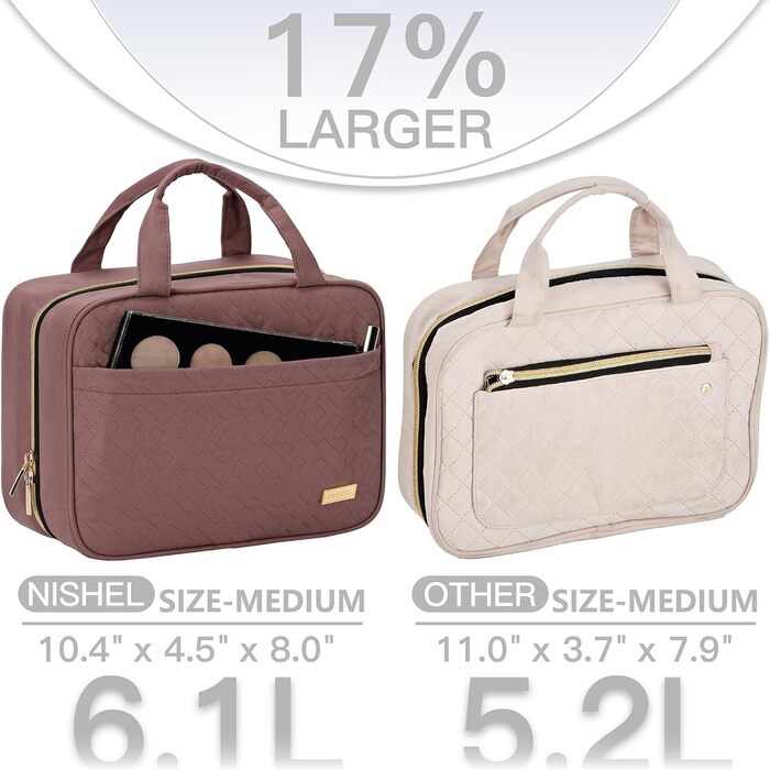 Органайзер для подорожей NISHE для жінок, підвісний аксесуар для шампунів, кондиціонерів, пензликів та інших засобів особистої гігієни (M, рожевий палісандр)