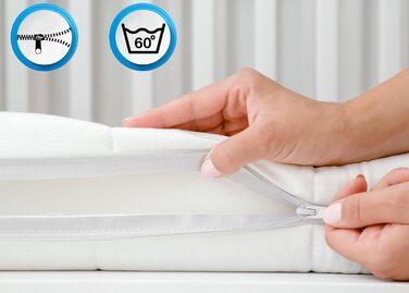 POKAR Mattress Topper, Mattress Topper, Mattress Pad, Mattress Protector for Mattress, Washable and Suitable for Allergy Sufferers, 140 x 190 cm
