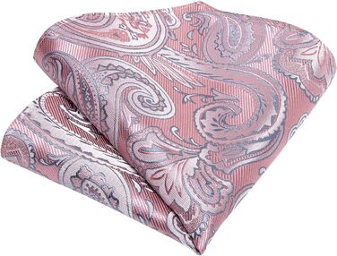 Краватка з візерунком пейслі для чоловіків DiBanGu, шовкова краватка, нагрудна хустинка, запонки, затискач для краватки, для весілля та балу, рожевий пейслі