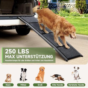 Рампа для собак Fellie - складана, для великих, середніх та малих собак, до 100 кг, 170 см