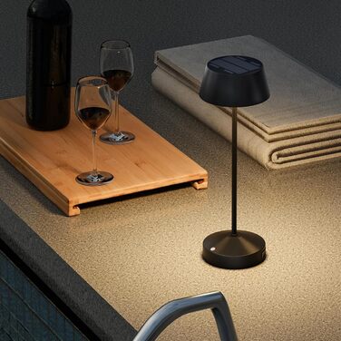 Світлодіодні настільні лампи сонячні LED 2 шт. для вулиці 3000K з сенсорним вимикачем, акумуляторні, димовані, IP44 для кемпінгу, саду, балкону, тераси