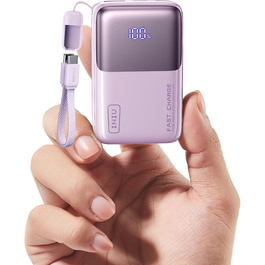 Power Bank INIU 45W 10000mAh з USB-C кабелем: заряд для ноутбука, iPhone, Samsung, MacBook, iPad та інших пристроїв (фіолетовий)