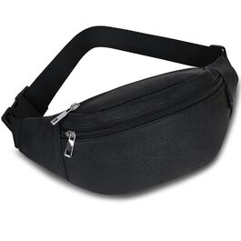Чоловіча/Жіноча поясна сумка на пояс з PU шкіри, бананка для спорту, подорожей, прогулянок з собакою, чорна