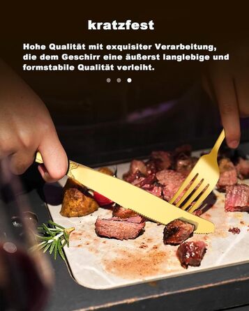 Набір столових приборів Retro Gold на 6 осіб, 24 предмети, нержавіюча сталь, античний бароковий дизайн, золотий колір