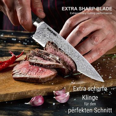 Ніж Santoku AIRENA 7 дюймів - Японський стиль, високоякісна сталь X50CrMov15, повний хвостовик, ергономічна ручка, преміум якість, подарункова коробка