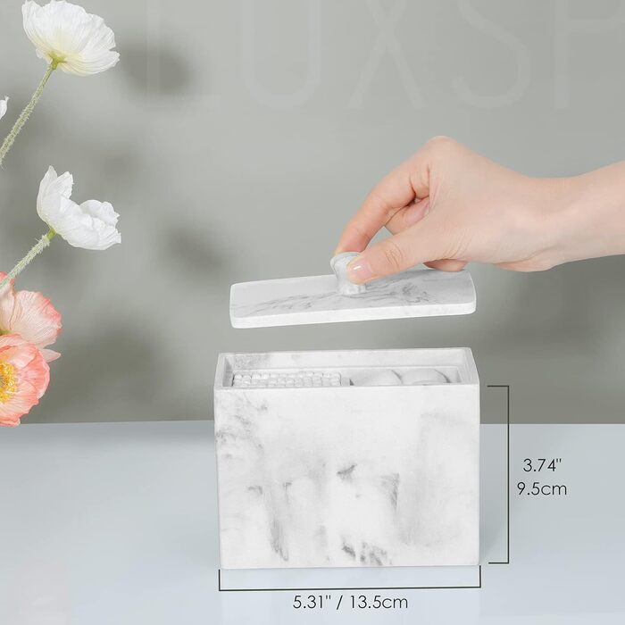 Органайзер для ватних паличок та дисків Luxspire з 2 відсіками, білий. Косметичний контейнер для зберігання ватних паличок, дисків та інших дрібниць.