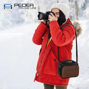 PEDEA SLR 'Guard' – Сумка для фотоапарата через плече/месенджер коричневого кольору (L) з захистом від дощу та відділеннями для аксесуарів