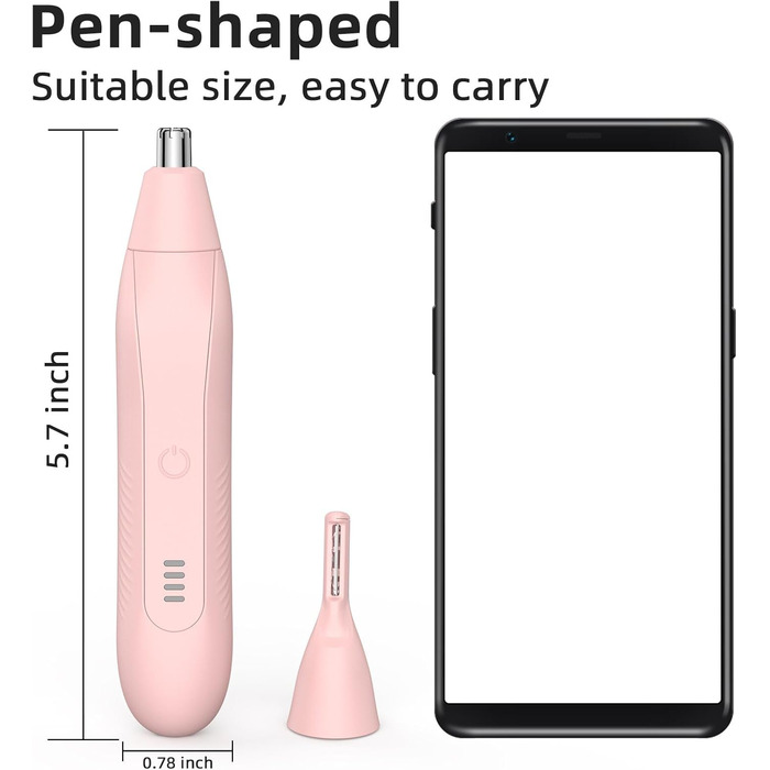 Триммер для носа та вух для жінок: безболісний, USB, 2-в-1, рожевий