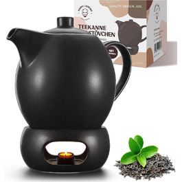 Teapot with infuser, ceramic - 1.2 l - Ceramic teapot, black (anthracite) - Tea Pot - Teapot Ceramic - Teakettle - Tea accessories - Tea maker for loose leaf tea (with spoon)