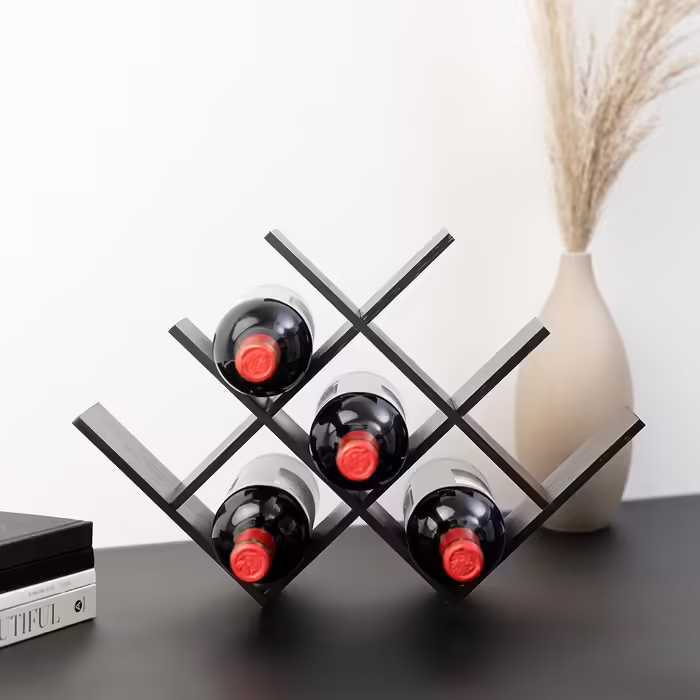 Navaris Wine Rack Bottle Rack Wine Stand made of Bamboo - 43.5x10x29.5cm Wine Rack for Bottles - Wooden Bottle Holder for 8 Bottles