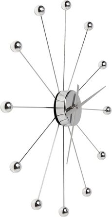 Kare Design Wall Clock Like Umbrella, 100cm Diameter, Clock, Modern, Minimalist, Aluminum Frame, Round, Battery not included (Silver)