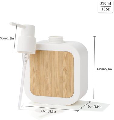 Дозатор для мила білий бамбук, 390 мл. Дозатор для мила на кухню, у ванну, в офіс. Настільний диспенсер для мила (білий)