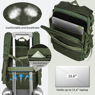 Рюкзак для камери з відділенням для ноутбука 15.6 дюймів - водонепроникний рюкзак для фототехніки, міцний, сумісний з Canon, Nikon, DJI | Знімний підкладковий вкладиш | Ремінь для штатива (Зелений)