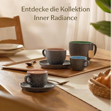 Набір кавових чашок Капучіно Cosumy (4 шт.) 200 мл - керамічні чашки з блюдцями, ручна розпис, чудово утримує тепло