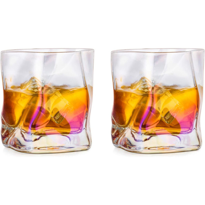 Набір склянок для віскі з нерівними складками, 250 мл. Стильні келихи для скотчу, бурбону, рому. Ідеальний подарунок для тата, чоловіка, друзів.