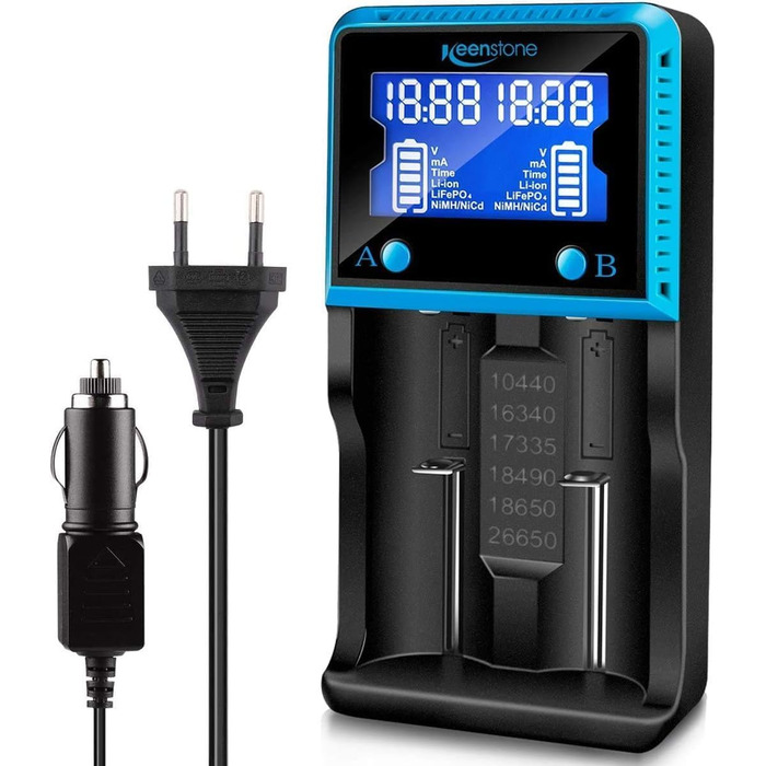 Універсальний зарядний пристрій для акумуляторів 18650 з 4 слотами, LCD Smart швидка зарядка Ni-MH/Ni-CD AA/AAA Li-Ion/LiFePO4/IMR 10440-26650