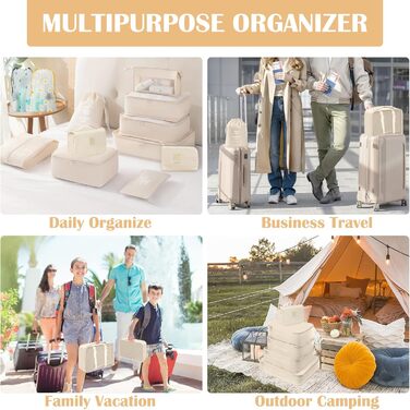 Набір органайзерів для валізи 13 шт., Packing Cubes, водонепроникні органайзери для подорожей та відпустки, прозорі (Бежевий)