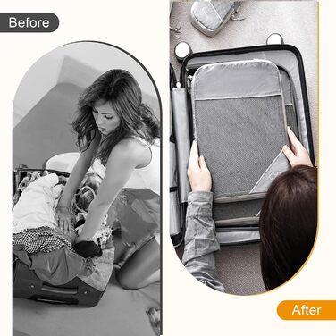 Органайзер для валізи Grau, набір 6 шт. (Compression Packing Cubes), для подорожей, рюкзака, ручної поклажі сірого кольору