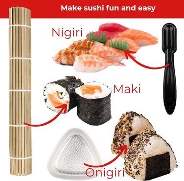 Набір для приготування суші на 17 частин. Професійний набір для суші, бамбукова килимок, ніж, форми для нігірі та онігірі, палички, ложка. Maker B