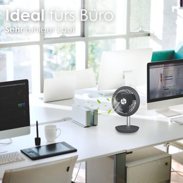 Безшумний настільний вентилятор Zilan | Акумулятор 4000 mAh | Регульований кут 90° | 4 швидкості | 15 годин роботи без дроту | Allegra Anthrazit