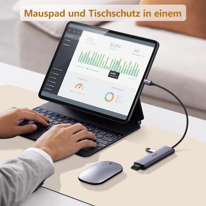 Підкладка на стіл Zindoo XL 100x40 см Бежева - захист від подряпин, килимок для миші, водостійка, довговічна