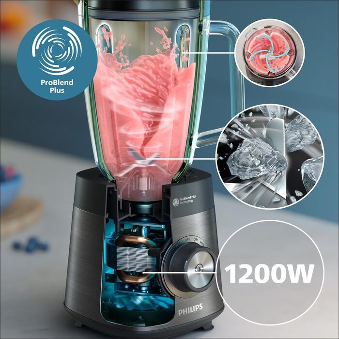 Philips 5000 Series Mixer – 1200W Motor • ProBlend Plus Technology • Dishwasher-Safe Parts • Automated Cleaning • 2L Capacity • Black (HR3041/00) 1.4Kg (6 portions) Wi-Fi Connection
