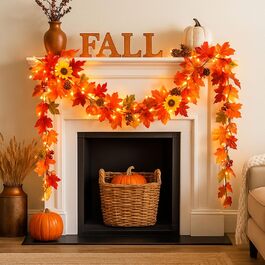 Прикраса оселі на осінь: гірлянда з 30 LED-ліхтариків, 3 метри, для дому та вулиці, листя, осінній декор, прикраса вікон, кімнатні рослини, День подяки, декор для осені