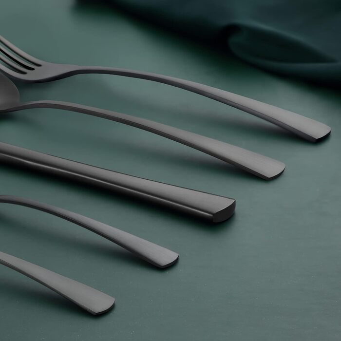 Bestdin Cutlery Set, 6 Persons, 30-Piece Stainless Steel Cutlery Set, Matte Black, Dining Cutlery Set with Knife, Fork, and Spoon, High-Quality Stainless Steel, Dishwasher Safe.