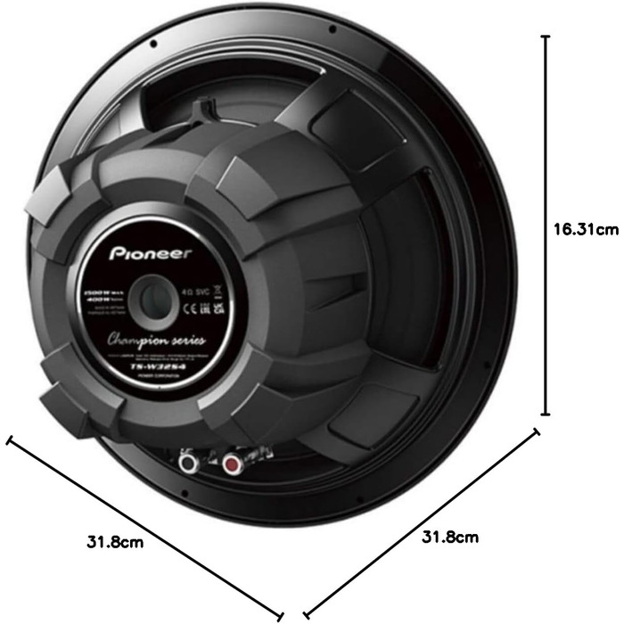 Сабвуфер Pioneer TS-W32S4 Champion Series 30 см, 1500 Вт, 4 Ом, автомобільний корпусний динамік