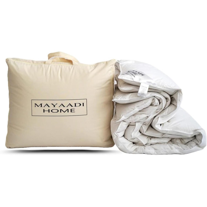 Преміальна зимова ковдра Mayaadi 200x220 см, 70% пух, 30% перо, 2500 г, натуральна бавовна, гіпоалергенна, вироблено в Європі