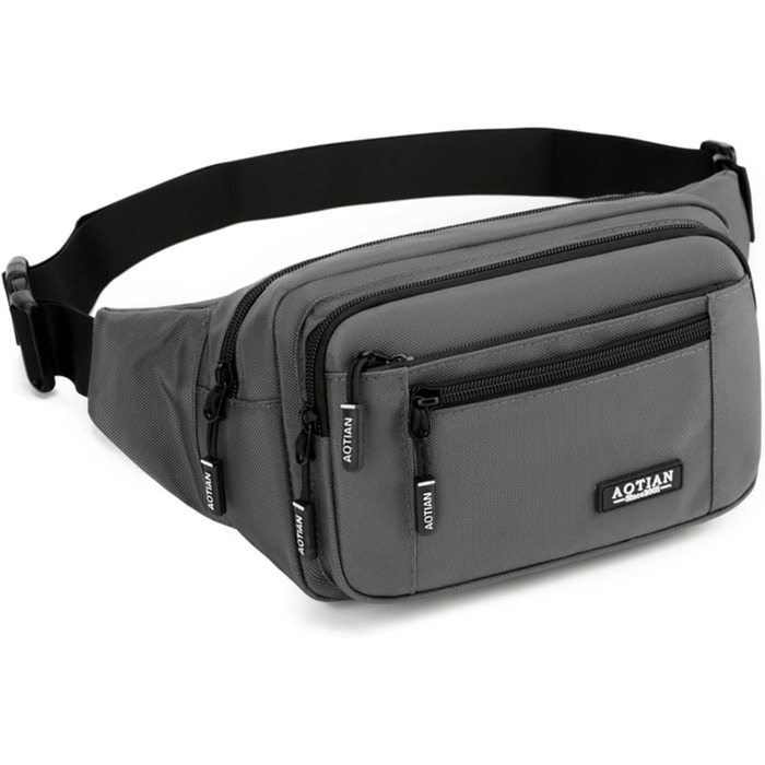 Поясна сумка на пояс для чоловіків та жінок, сумка на пояс з блискавкою, багатофункціональна поясна сумка, 5 відділень, спортивна сумка на пояс для активного відпочинку, туризму, кемпінгу та їзди на велосипеді (#2 Сірий-a)