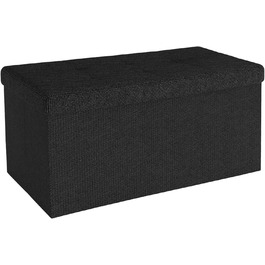 Складана пуф-сидіння INTIRILIFE 76x38x38 см, чорна, тканинна з кришкою, з відділенням для зберігання, пуф-куб, підніжка, складана скриня-банкетка