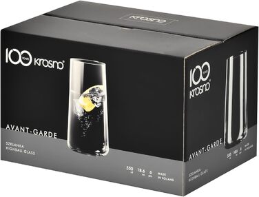 Склянка для води Krosno Highball Avantgarde 540 мл (6 шт) - для дому, ресторанів, вечірок, посудомийна машина