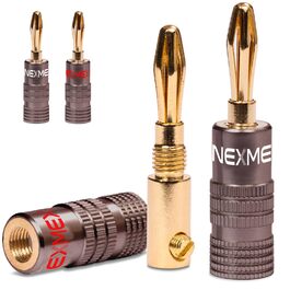 NEXMEX Бананові роз'єми 4 мм (10 шт.) Ultimate – позолочені штекери 24K для акустичних кабелів Hi-Fi