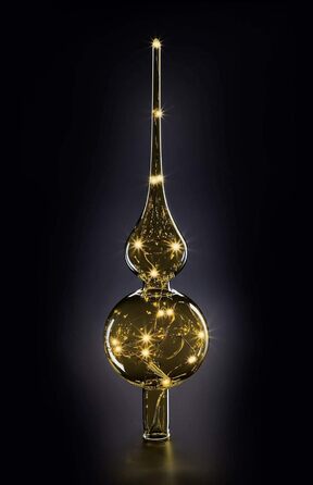 Lumix® LED Wireless Christmas Tree Topper Amber 29cm Hand-Blown Glass with LED Light Chain 1 Piece 76031