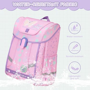 Шкільний рюкзак для хлопчика 1-4 клас. Ергономічний, з нагрудним ременем, 2025. Дитячий рюкзак для школи 6-10 років. Зйомний ремінь та світловідбиваючі елементи (Рожевий)