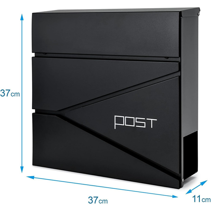 Поштовий ящик Verda з газетницею, нержавіюча сталь, антрацит, 2 ключі - дизайнерський настінний ящик з прихованим замком