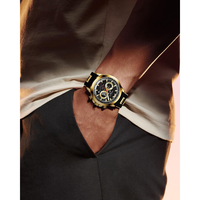 Чоловічий годинник MEGALITH Chronograph: Аналоговий водонепроникний годинник з датою та світосвітним покриттям. Великий кварцовий годинник - подарунок для спортивних чоловіків (A2-чорний)